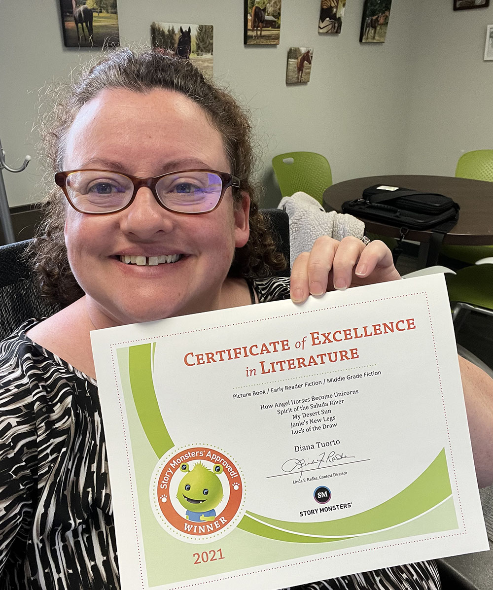 Diana with certificate.